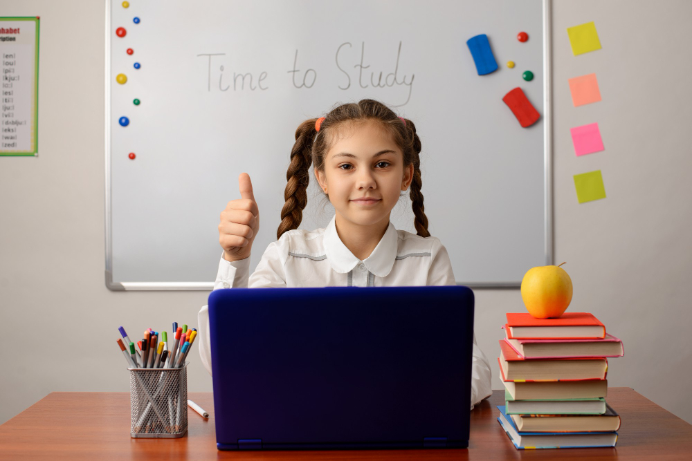 A parent discussing their child's progress with a teacher during an online tuition session with UpperGuru.