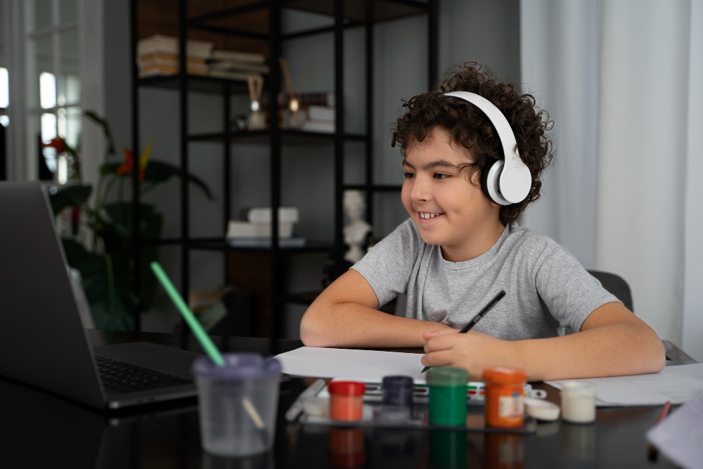 A student receiving personalized guidance from a tutor during an online tuition session with UpperGuru.