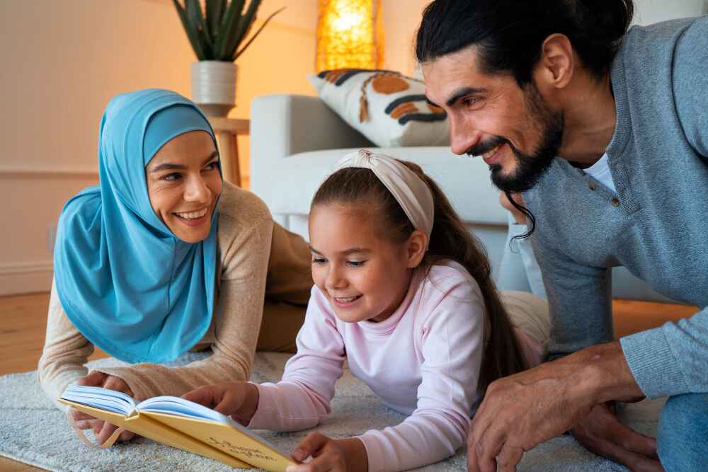 Small group of students in an online Quran class