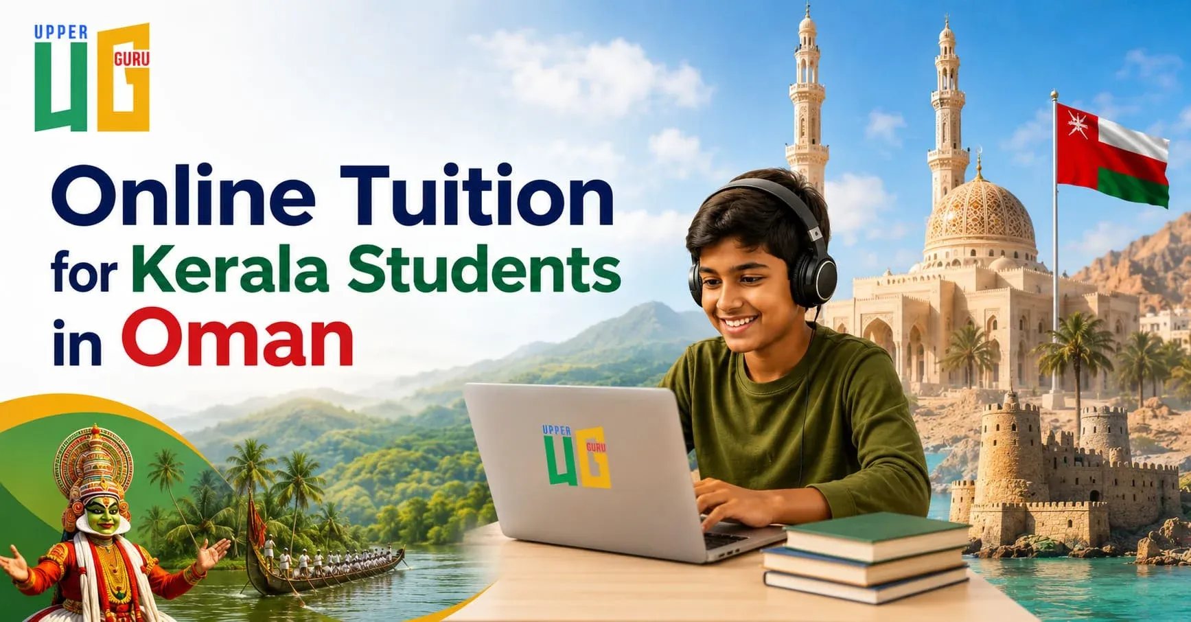 Online Tuition for Kerala Students in Oman by Upperguru featuring one-to-one live online classes with Kerala teachers for students in Muscat and across Oman.