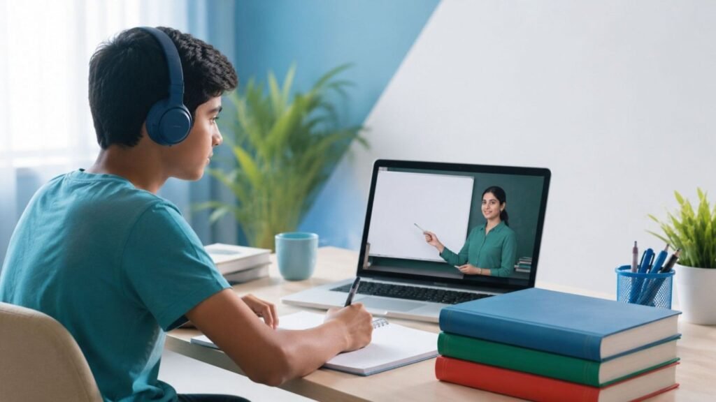 Kerala Syllabus 10th Online Tuition with a Class 10 student attending an online lesson from home